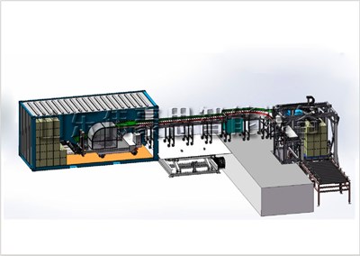 編織袋集裝箱裝車系統(tǒng)，聚丙烯全自動裝車機現(xiàn)場